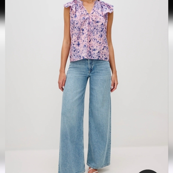 Rails Tops - Rails Karysa Pink Ikat Flutter Sleeve Cotton Top Blouse V‑Neck Boho